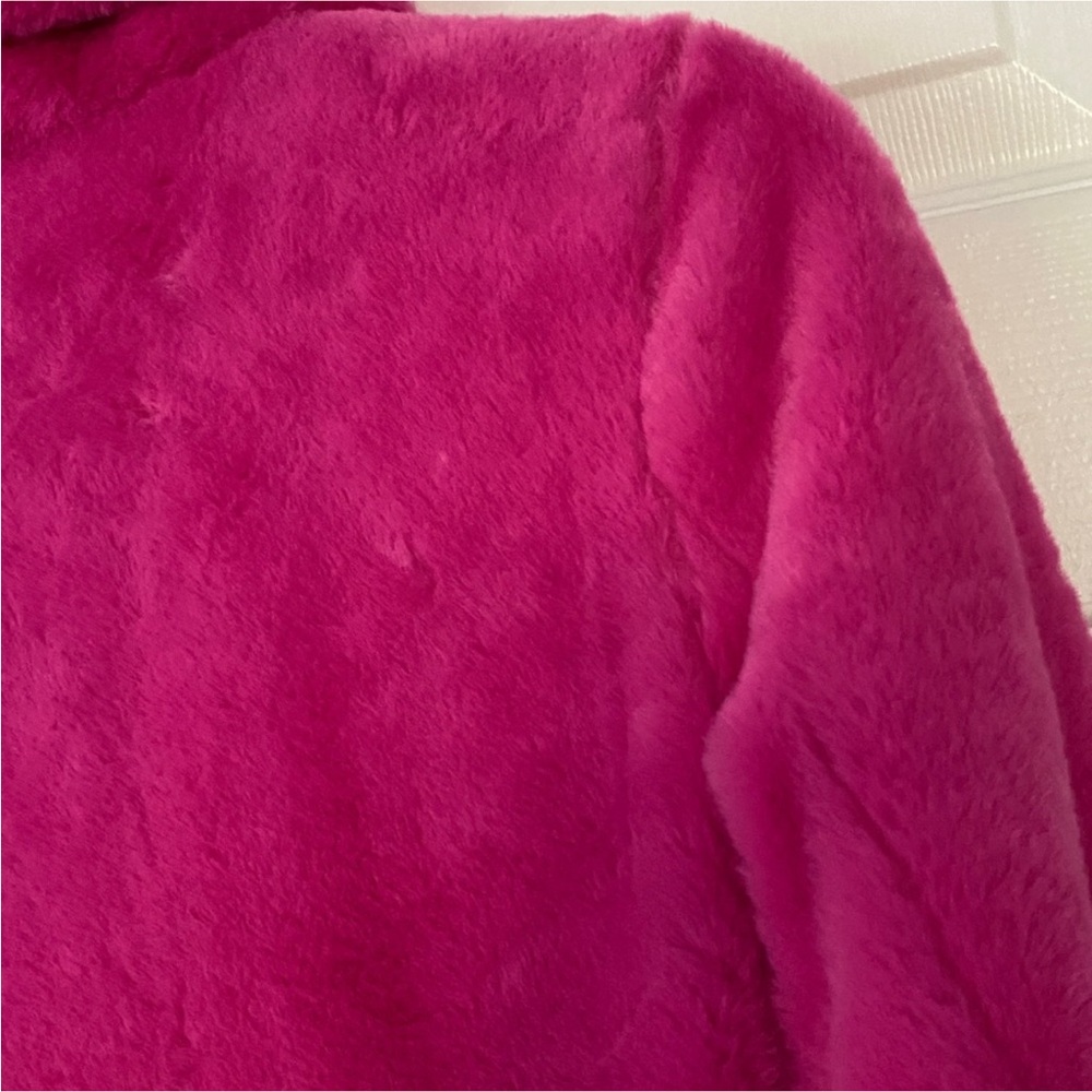 Gigi's Closette Coat Foux Fur Hot Pink Teddy Midi Coat Jacket New size Small - Picture 12 of 13